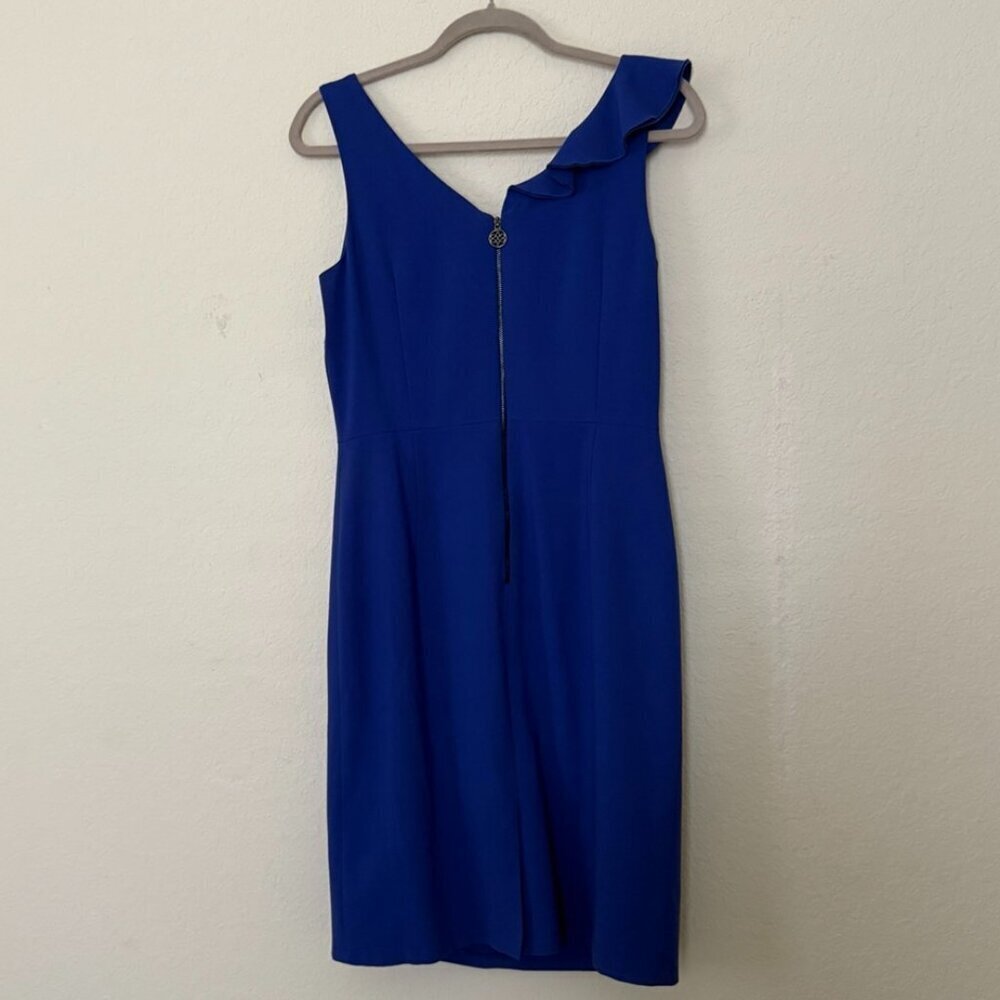Antonio Melani Royal Blue Sleeveless Dress With Ruffle down Front  Size 6 - Picture 3 of 15